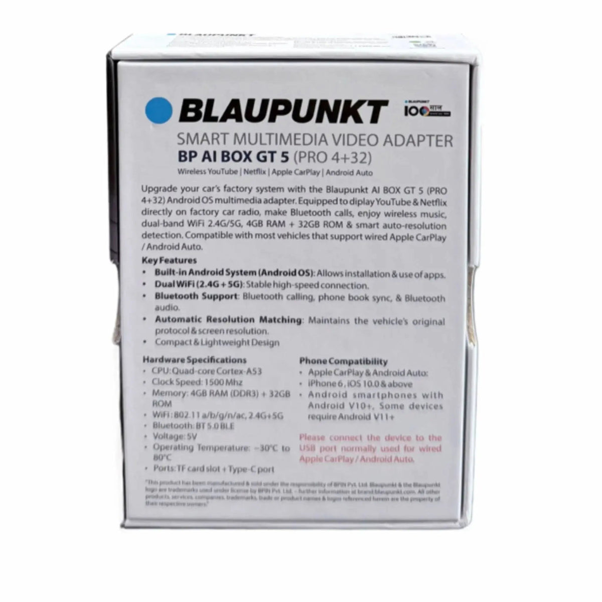 Blaupunkt AI Box GT5 Pro Android Multimedia Adapter for OEM Stereo