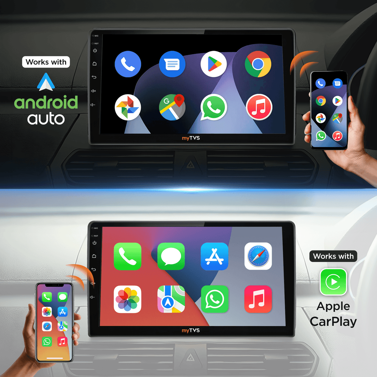 myTVS Android 9-Inch Player with T5L Processor, Auto & Carplay Support