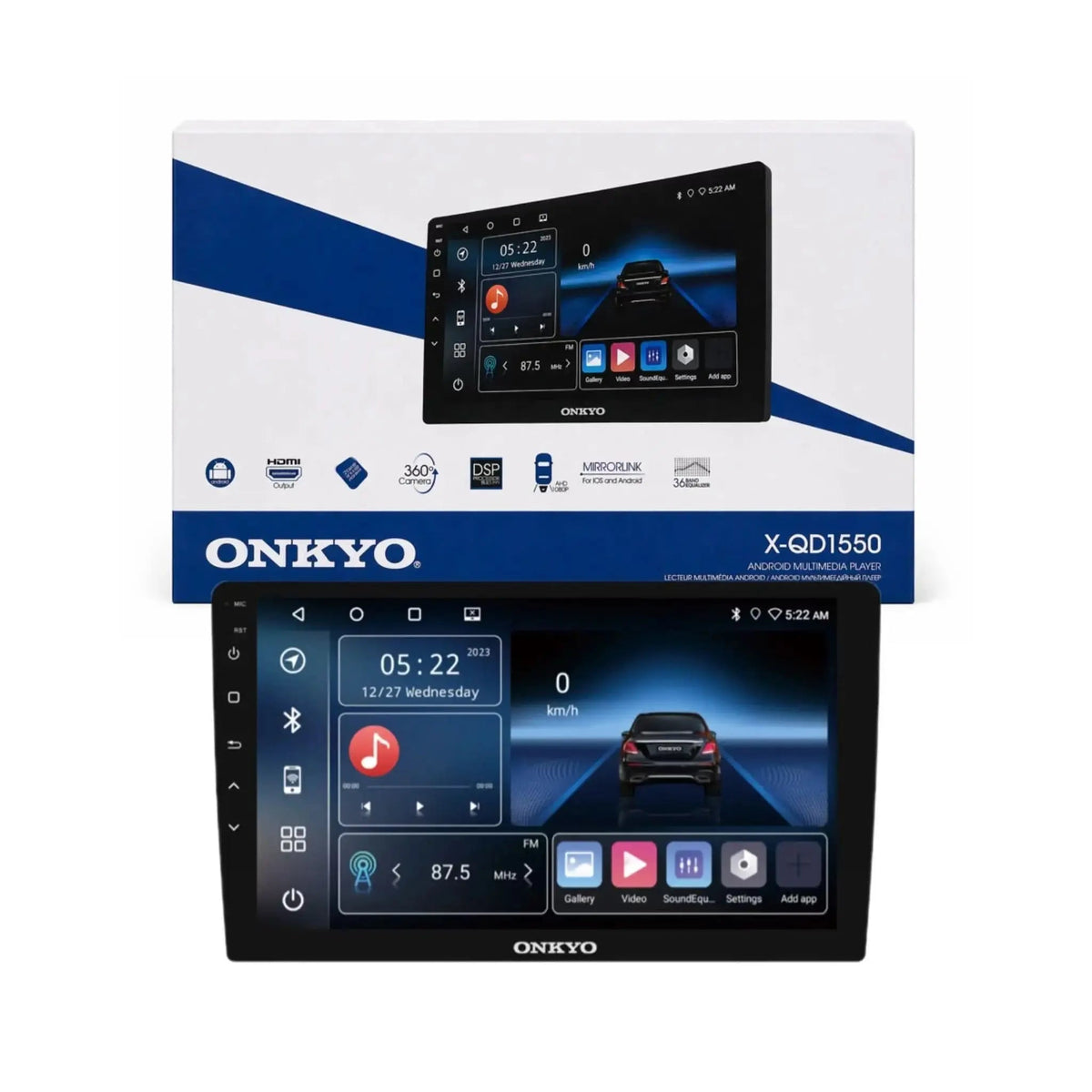 Onkyo X-QD1550 Android car stereo with 4GB RAM 64GB ROM | Licensed CarPlay & Anroid auto | 360 Degree Camera support