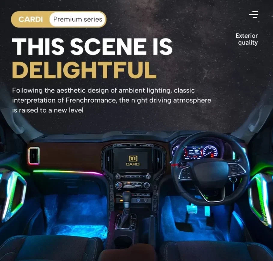 Cardi K4 Ambient Light Kit for Mahindra Scorpio-N 2022+ | OEM Black Panel | 21-Piece